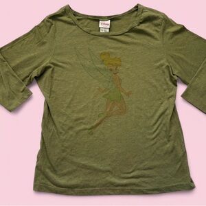 Disney Store Tinker Bell 3/4 Sleeve Green Graphic Tee Size 2XL